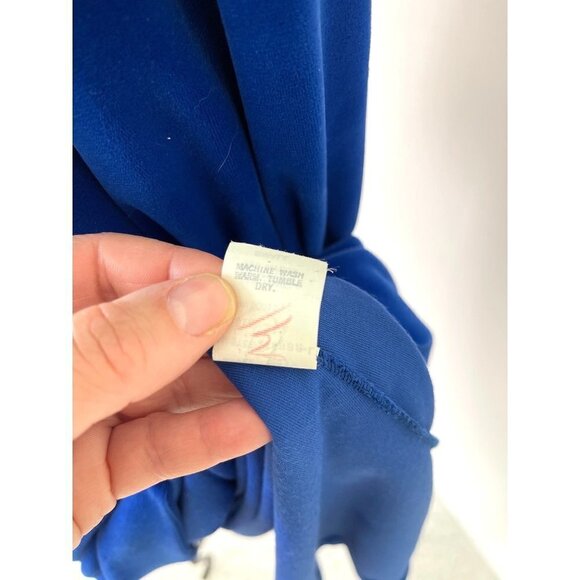 David Brown Velour Robe Hostess Dress Womens Small S Vintage Zipper Pockets Blue - Picture 8 of 16